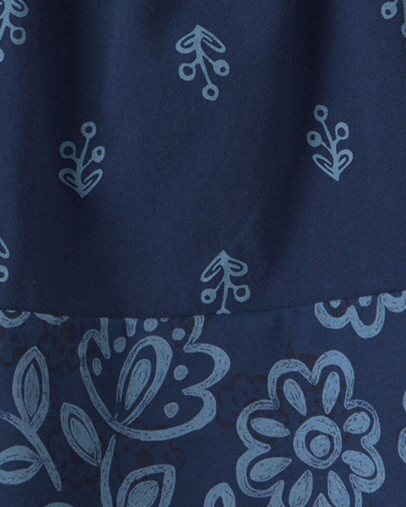 Toddler Girl Floral Ruffle-Sleeve Tank Top - Navy, image 2 of 3 slides
