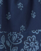 Toddler Girl Floral Ruffle-Sleeve Tank Top - Navy, image 2 of 3 slides