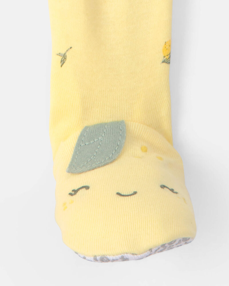 Toddler Lemon 100% Cotton Snug Fit 1-Piece Pajama - Yellow, image 2 of 4 slides