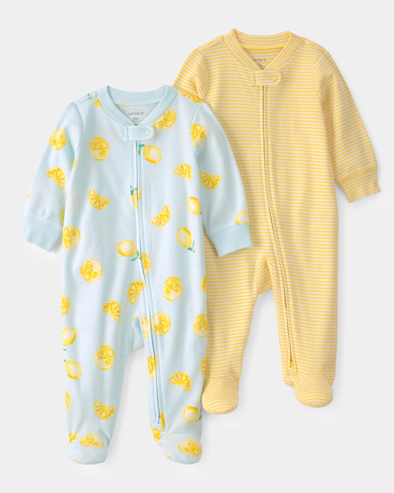 Baby Boy 2-Pack Lemon Sleep & Play Pajamas - Yellow/Blue, image 1 of 5 slides
