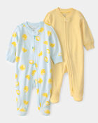Baby Boy 2-Pack Lemon Sleep & Play Pajamas - Yellow/Blue, image 1 of 5 slides