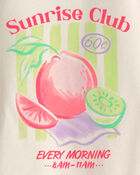 Girls 'Sunrise Club' Fruit 100% Cotton 4-Piece Pajama Set - Pink, image 2 of 4 slides