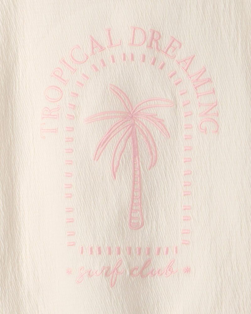 Girls 'Tropical Dreaming' Crinkle Top - Cream, image 3 of 4 slides