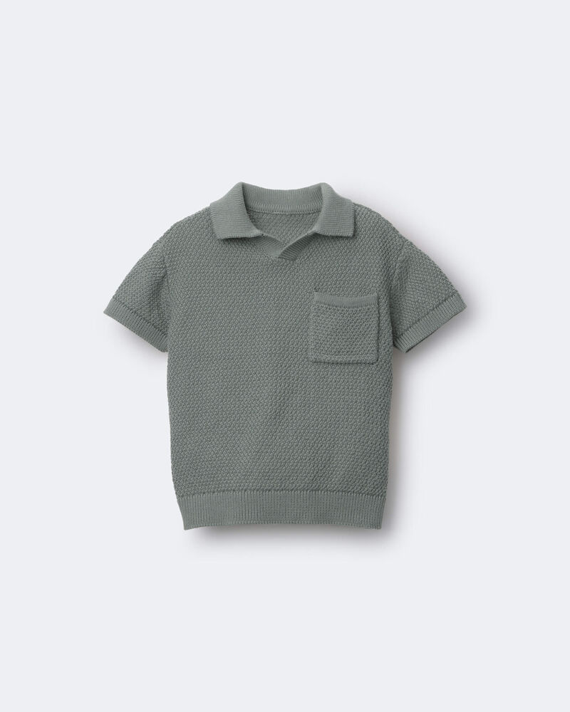 Toddler Boy Knit Polo with Pocket - Olive, image 2 of 6 slides