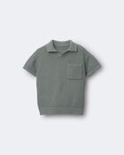 Toddler Boy Knit Polo with Pocket - Olive, image 2 of 6 slides