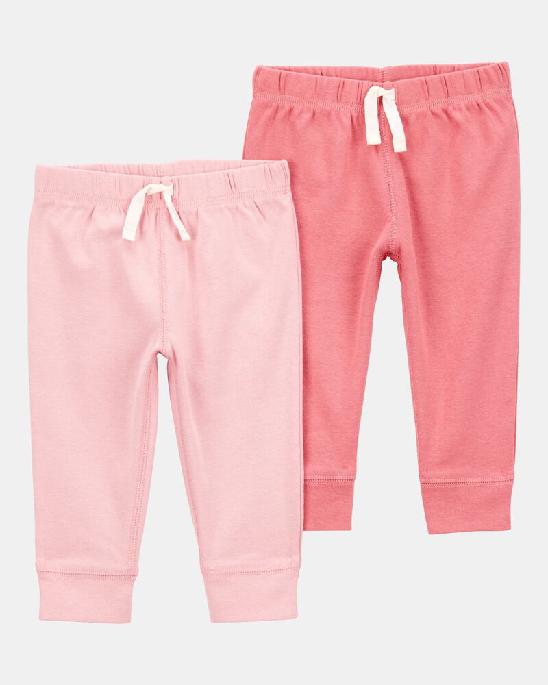 Baby Girl 2-Pack Pull-On Pants - Pink, image 1 of 5 slides