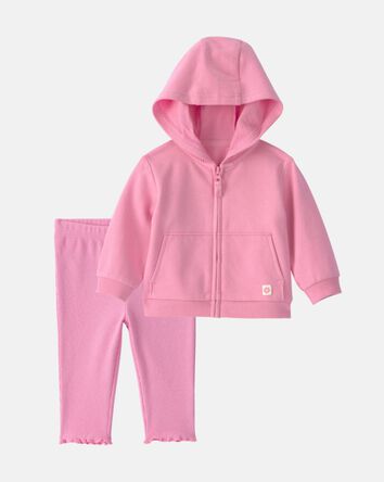 Baby Girl 2-Piece French Terry Hoodie & Pant Set - Pink, 