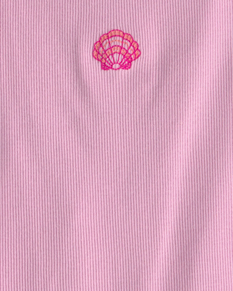 Girls Shell Embroidered Tank Top - Pink, image 2 of 3 slides