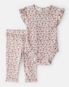 Baby Girl Ruffle Floral Bodysuit & Pant Set , image 1 of 3 slides