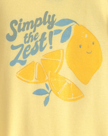 Toddler Girl Lemon 100% Cotton Snug Fit 4-Piece Pajama Set - Blue/Yellow, 