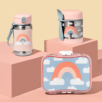 matching mealtime accessories for sparkle-pack backpack